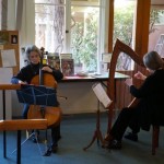 Music for the opening meditation is provided by Bonnie Ott, cello, and Karen Turner, harp.